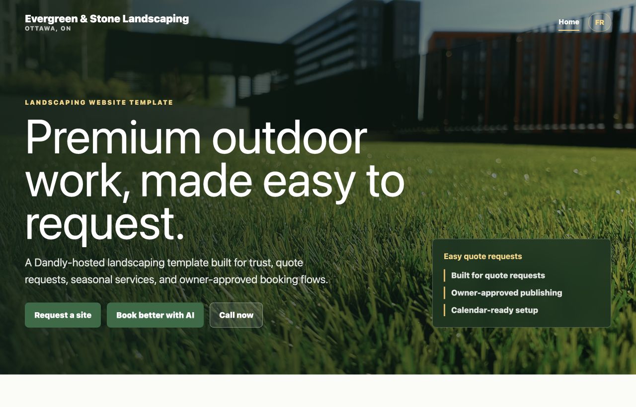 Rendered hosted site template preview